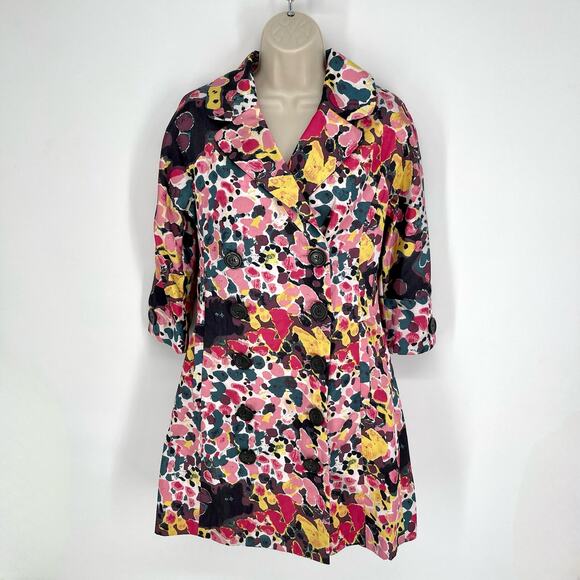 Vertigo Paris NWT Double-Breasted Trench Coat *NO BELT* Size XS Abstract Spring - Picture 1 of 13